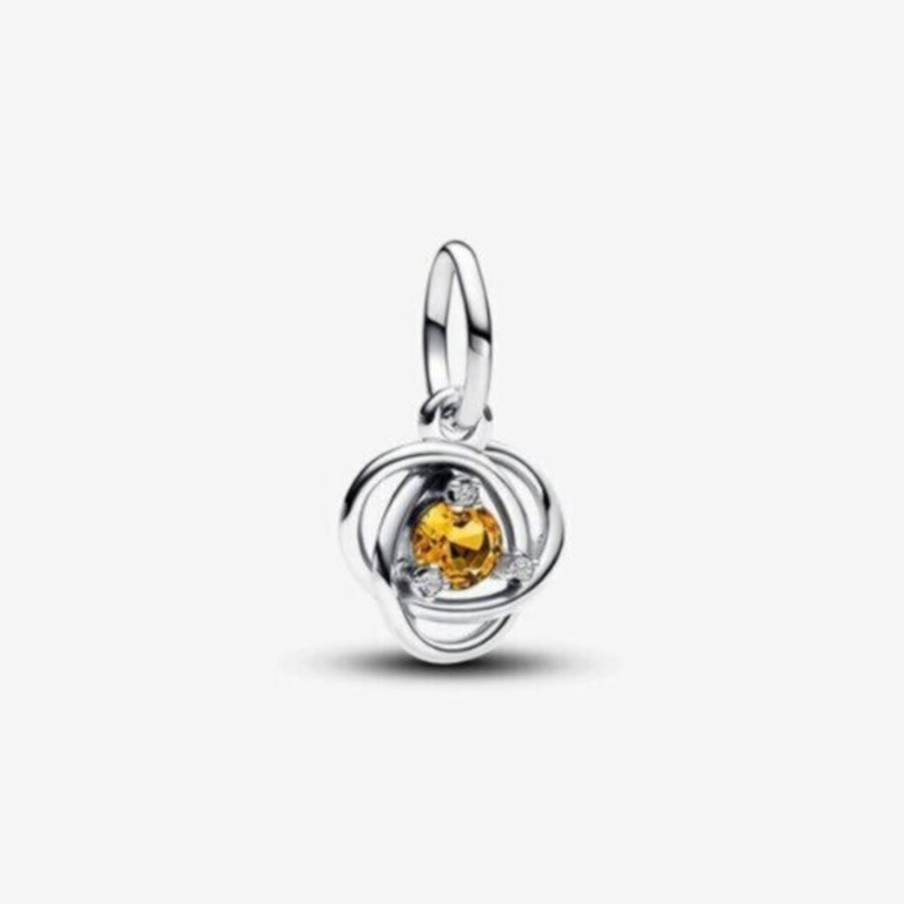 Pandora Silver Charm with Yellow Stone